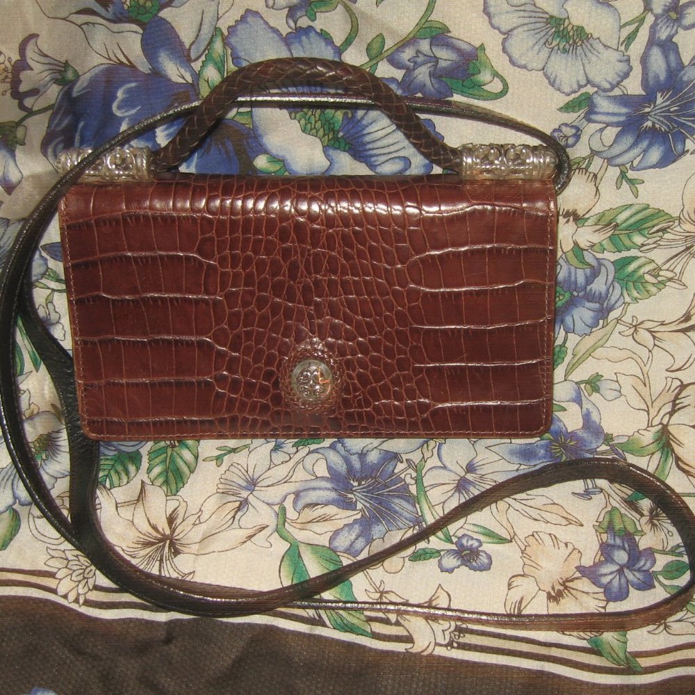 ❤️BRIGHTON Croc Crossbody / Top Handle Wallet Purse